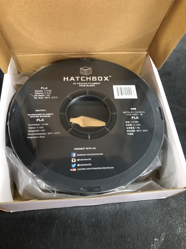 Photo 2 of Hatchbox PLA 3D Printer Filament, Dimensional Accuracy +/- 0.03 mm, 1 kg Spool, 1.75 mm, Black