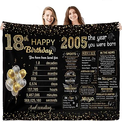 Photo 1 of  18th Birthday Decorations for Girls Boys - 18th Birthday Gifts for Girls - Gifts for 18 Year Old Girl - Big Sister Gifts for Little Girls - Teen Girls Gifts Ideas Throw Blanket Back in 2005
