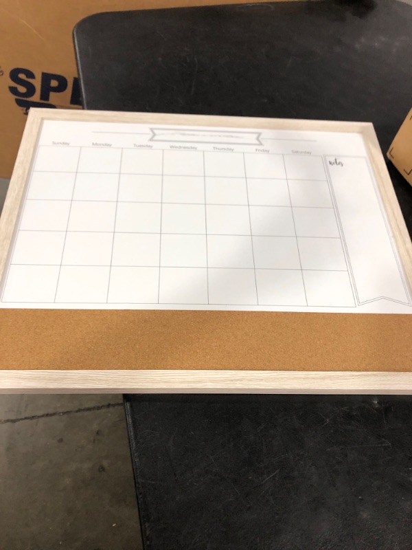 Photo 2 of TORASO Whiteboard Calendar, Magnetic Surface Combination Dry Erase White Board & Bulletin Board, White Wood Framed/Calendar/Cork Combo Board, 18" x 22"(ZHYL-WH-4555) White 18“×22”