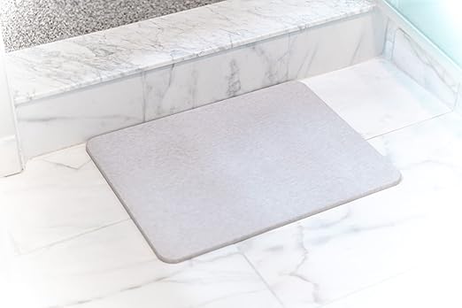 Photo 1 of  Stone Bath Mat, Diatomaceous Earth Shower Mat, 23.6" L x14.2" W | Quick-Dry Absorbent Non-Slip Bathroom Floor Rug | Versatile, Eco-Friendly, & Easy to Clean | WHITE