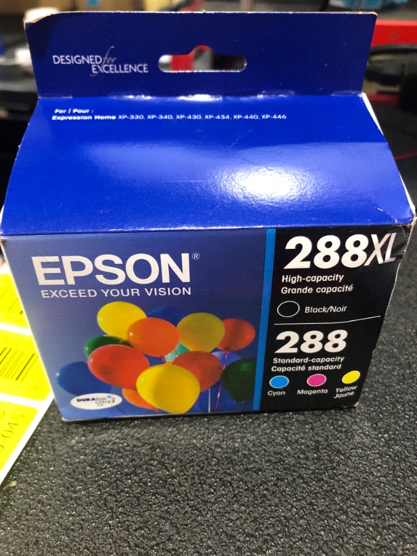 Photo 2 of  Epson 288XL, Black High Capacity and Color Standard Capacity Ink Cartridges, C/M/Y/K 4-Pack