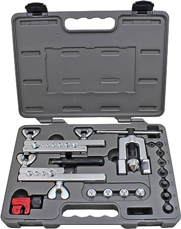 Photo 1 of  Professional Brake Line Flare Kit for Single, Double (SAE) Flares & Bubble (ISO) Flares - 2 Flaring Bars, 12 Flaring Dies, Tubing Cutter, Tubing Reamer, & Storage Case
