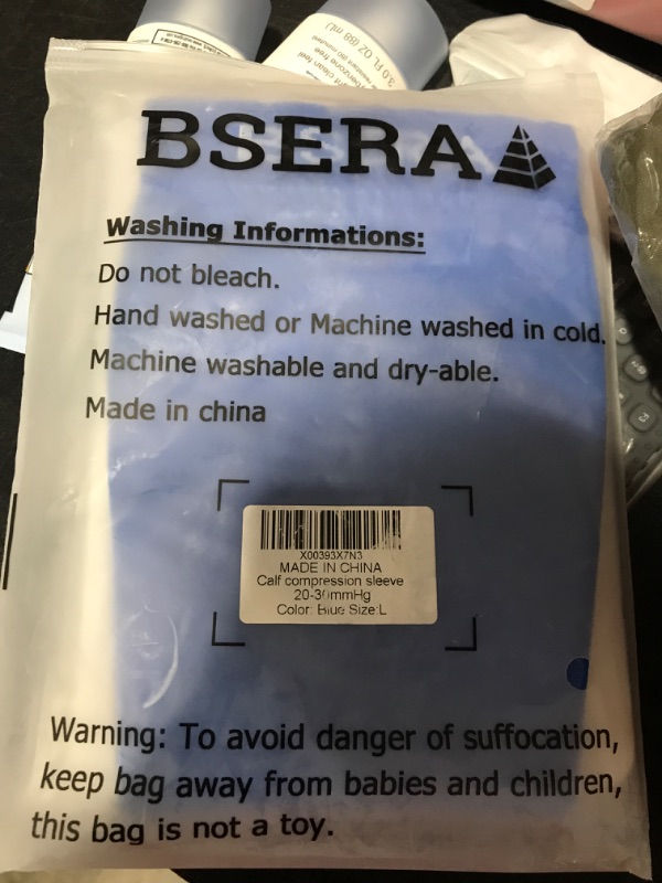 Photo 2 of BSERA Calf Compression Sleeve Women, 2 Pairs 20-30mmHg Footless Compression Socks for Swelling Shin Splints Varicose Veins- Large

