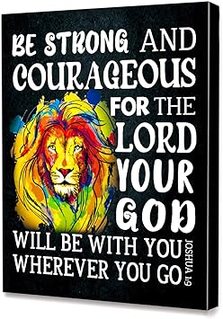 Photo 1 of Y073 Be Strong and Gourageous Wall Art Canvas,Religious Bible Verse Prints Framed Wall Art,Ready to Hang For Nursery/Home/Bedroom Decor Motivational Canvas Wall Art Gifts for Kids Teens Boys Girls
