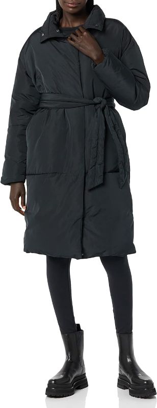 Photo 1 of Daily Ritual Women's Padded Belted Puffer Jacket- Black XL
