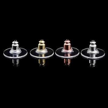 Photo 1 of 100 Pieces Bullet Clutch Earring Backs for Studs with Pad Rubber Earring Stoppers Pierced Safety Backs (Steel)
