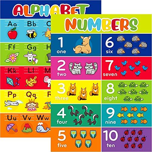 Photo 1 of Youngever Alphabet, Numbers 1-10 Laminated Educational Posters for Toddlers, Teaching Posters, Classroom Posters (24 X 18 Inch)
