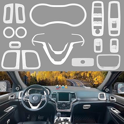 Photo 1 of Yoursme 16 PCS Full Set Interior Decoration Trim Kit for Jeep Grand Cherokee 2014-2021 Nice and Fashionable, High Durable ABS Material (White)
