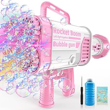 Photo 1 of Bazooka Bubble Gun Machine for Kids-Rocket Blaster Guns 88 Holes Outdoor Toys | Bubble Blower for Wedding Birthday Party | Bubble Maker with Colorful Lights | Bubbles Launcher for Boys Girls Gifts
