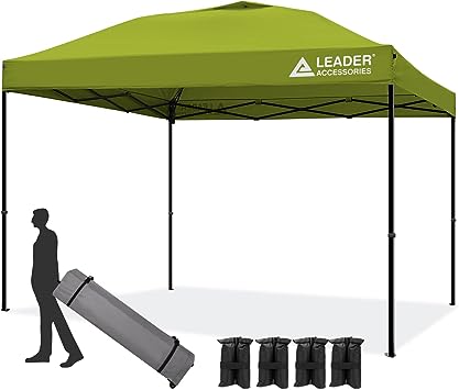 Photo 1 of 
Roll over image to zoom in







2 VIDEOS
Leader Accessories Green Pop-Up Canopy Tent 10'x10' Canopy Instant Canopy Straight Leg Shelter with Wheeled Carry Bag, with 4pcs Sand Bags
Visit the Leader Accessories Store
