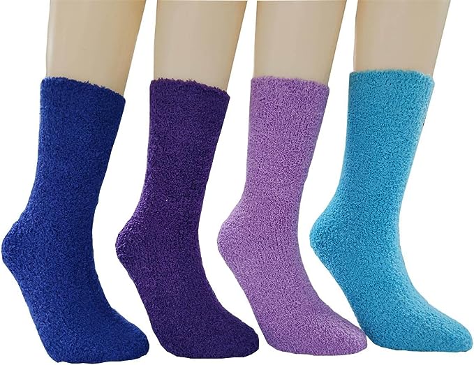 Photo 1 of 2pk of Amazon Essentials Women's Standard Cozy Socks, Grey/Navy/Purple, 6-9
