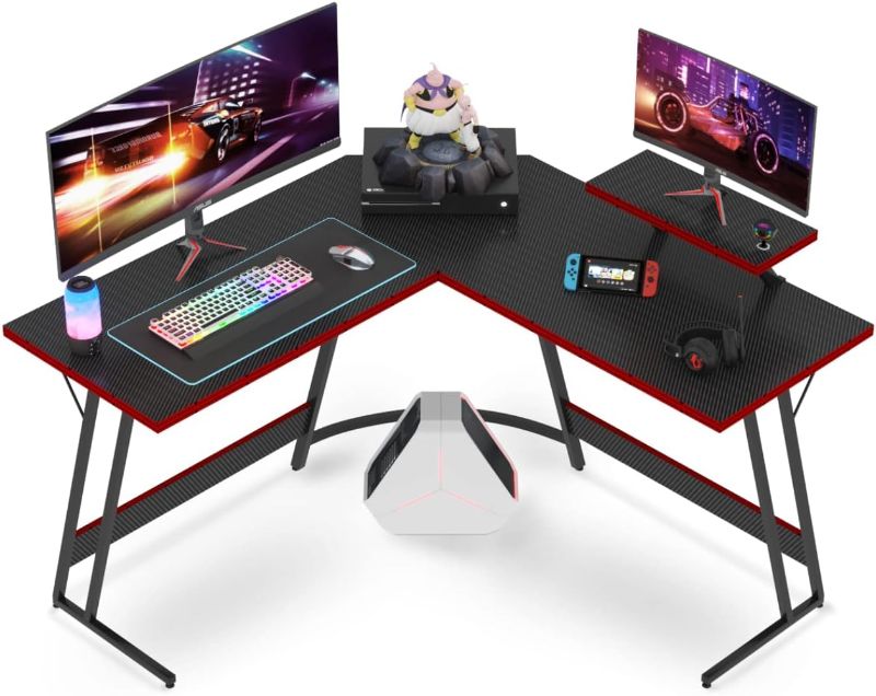 Photo 1 of VICTONE L Shaped Gaming Desk 51 Inch Computer Corner Desk, Home Pc Desk, Office Writing Workstation with Large Monitor Stand, Space Saving Table (Black)
