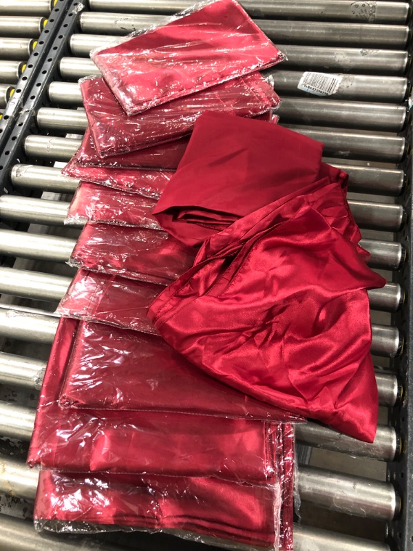 Photo 1 of 12 Pack Satin Tablecloth Wedding Rectangle Tablecloth Bright Silk Tablecloth Smooth Fabric Table Overlay Cover for Wedding Banquet Party ,Birthday Celebration Table Decoration(57"x108", Burgundy) Burgundy 57"x108"