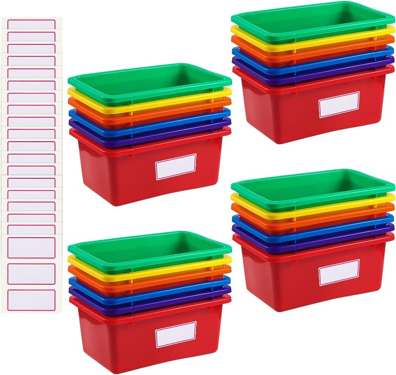 Photo 1 of 20 Pack Book Bins for Classroom Plastic Cubby Bins Colored Toy Bins for Kids Storage and Organizer Containers for Classroom Library School Office Home