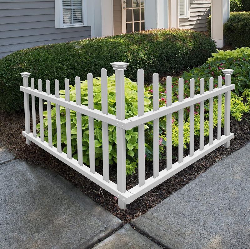 Photo 1 of Zippity Outdoor Products ZP19007 No Dig Vinyl Corner Picket Unassembled Accent Fence