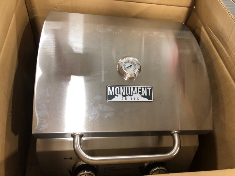 Photo 2 of 2-Burner Portable Tabletop Stainless Steel Propane Gas Grill Model 13742 - Monument Grills
