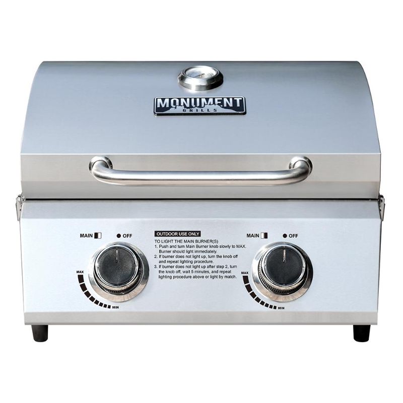 Photo 1 of 2-Burner Portable Tabletop Stainless Steel Propane Gas Grill Model 13742 - Monument Grills
