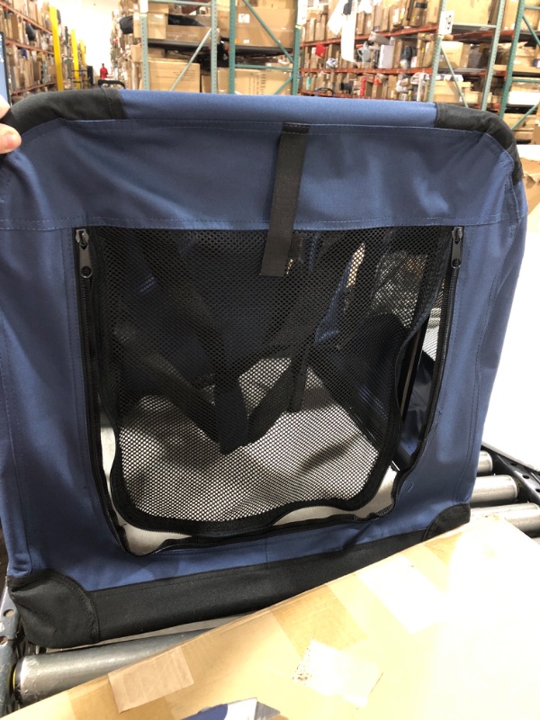 Photo 3 of 2PET Foldable Dog Crate - Soft, Easy to Fold & Carry Dog Crate for Indoor & Outdoor Use - Comfy Dog Home & Dog Travel Crate - Strong Steel Frame, Washable Fabric Cover, Frontal Zipper XL Blue Xlarge 32in Bonny Blue
