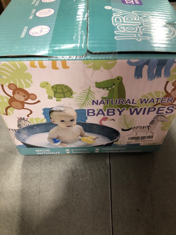 Photo 3 of Baby Wipes - HAPPY BUM Sensitive Water Baby Diaper Wipes, Hypoallergenic, Unscented, 4 Flip-top packs (320 Wipes Total)
