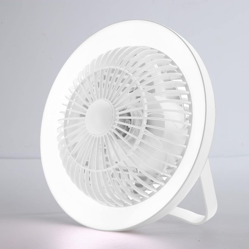 Photo 1 of Battery Operated Fan, 3 Speed Upgraded Powerful Airflow, Max 20H Battery Powered Fan Rechargeable, Table Fan for Camping, Bedside, Desk, Quiet Small Fan, 90° Tilt Stand, Hangable USB Fan Type-C Port