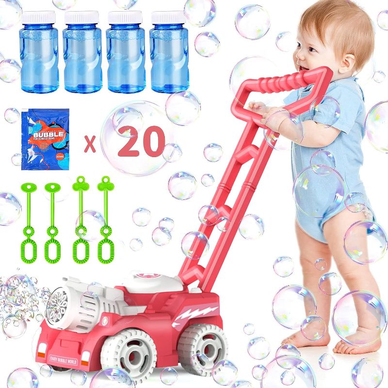 Photo 1 of Aomola Bubble Lawn Mower for Toddlers Kids 1-3, 5000+ Automatic Bubble Blower Maker Machine w/Light Push Toys for Toddler, Christmas Birthday Gifts for 3 4 5 6 7 8 Years Old Boys Girls (Pink)
