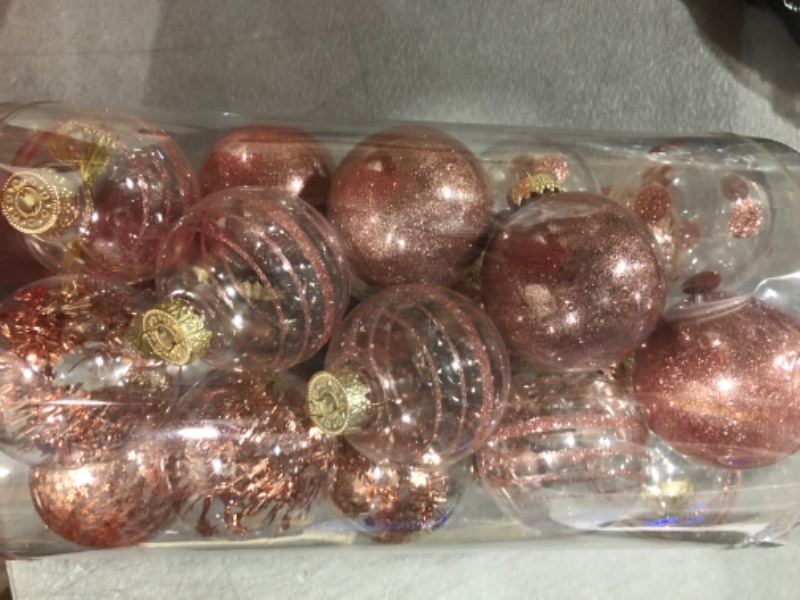 Photo 2 of 25PCS-2.63(67MM) Christmas PET Ball Ornaments Set,Clear Plastic Shatterproof Xmas Tree Ball,Hanging Christmas Home Decorations for Holiday Wedding Xmas Party Decoration (Rose Gold)