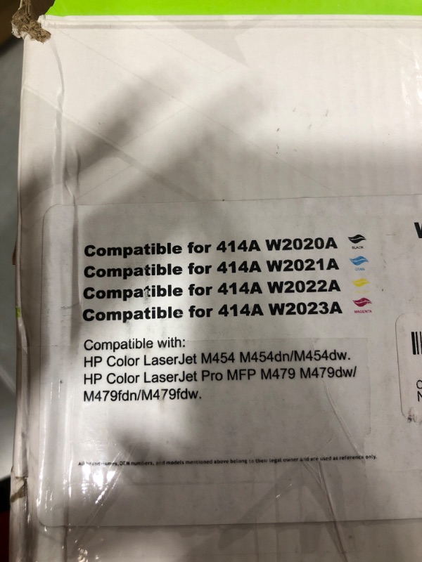 Photo 2 of 414X Toner Cartridge 4-Pack High Yield (with Chip) 414A Compatible Replacement for HP 414A 414X Color Laserjet Pro MFP M479fdw M454dw M479fdn M454dn M454 M479 Printer Ink (Black Cyan Magenta Yellow) 