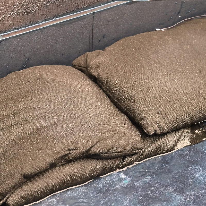 Photo 1 of 5 Pack Sandless Sand Bags Garage Water Barrier Flood Barrier Sandbags for Flooding Water Absorbent Mat Flood Prevention Barriers Reusable Sand Bags (Brown) 