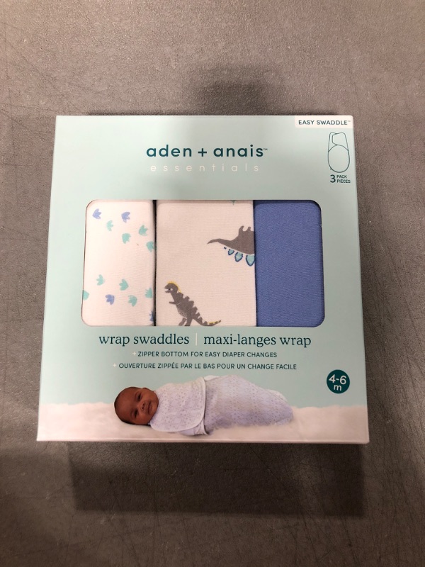 Photo 2 of aden + anais, Cotton Knit Baby Wrap, Newborn Wearable Swaddle Blanket, 3 Pack, Multicolor Dino-Rama, 4-6 Months, Large Dino-rama Large