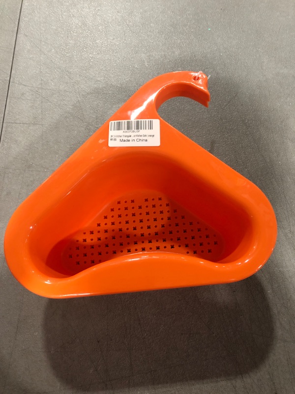 Photo 1 of 2PCS Kitchen Triangular Sink Filter, Swan Drain Basket For Kitchen Sink Rack Corner Sink Strainers For Kitchen Sink (orange)