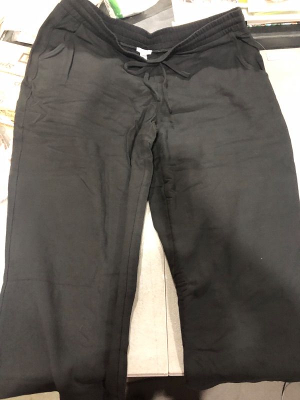 Photo 2 of Daily Ritual Women's Oversized Terry Cotton and Modal Wide Leg Pant Large Black