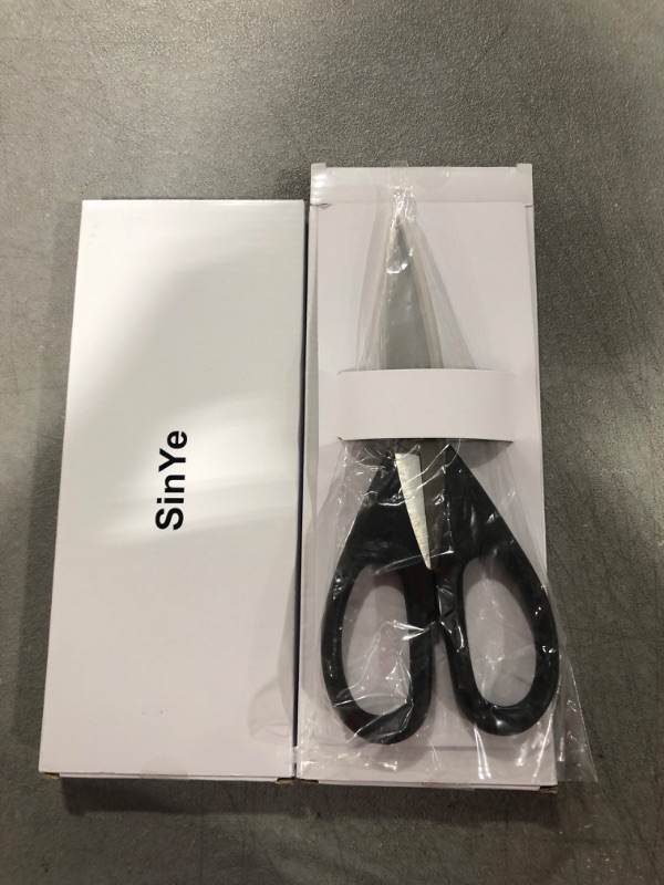 Photo 2 of 2 Food Scissors,SinYe Black Kitchen Scissors with Protective Sheath, Long Blade Kitchen Shears for Chicken,All Purpose Scissors with Fine Serrations (black)
