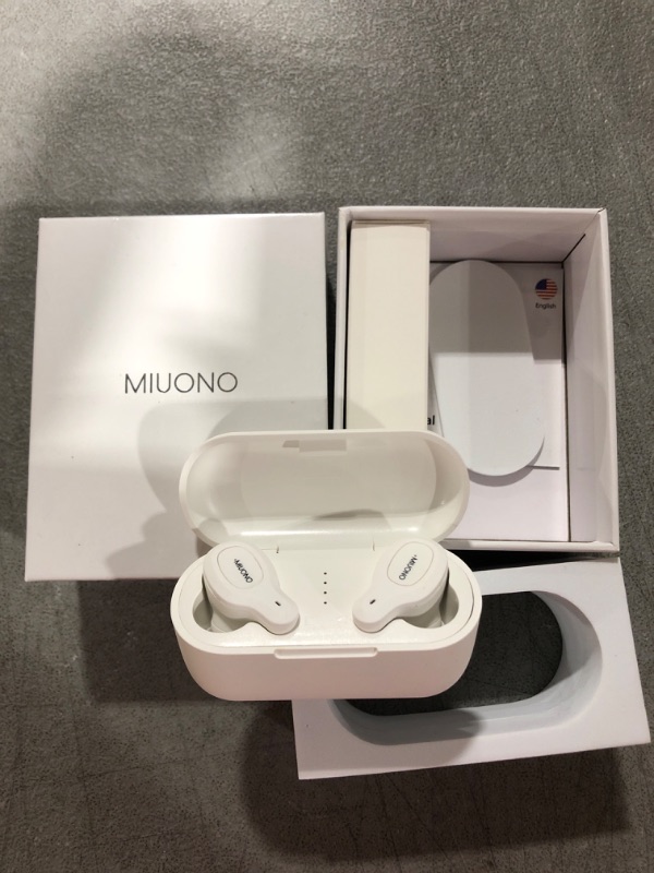 Photo 2 of MIUONO Wireless Ear Buds, T1 Bluetooth Earbuds with Microphone, Type-C Charging Case Stereo Enhanced Deep Bass TWS Earphones for Sport