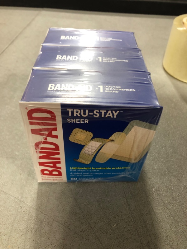 Photo 2 of 3 Band-Aid Brand Tru-Stay Sheer Strips Adhesive Bandages for First Aid and Wound Care, Assorted Sizes, 80 ct