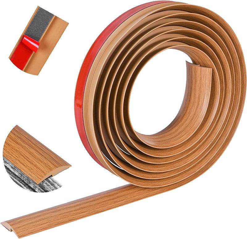 Photo 1 of 10Ft Floor Transition Strip Self Adhesive Carpet to Tile Floor Edging Trim PVC Threshold Strips, Peel and Stick Floor Joining Strip Suitable for Threshold Height Less Than 5mm 
