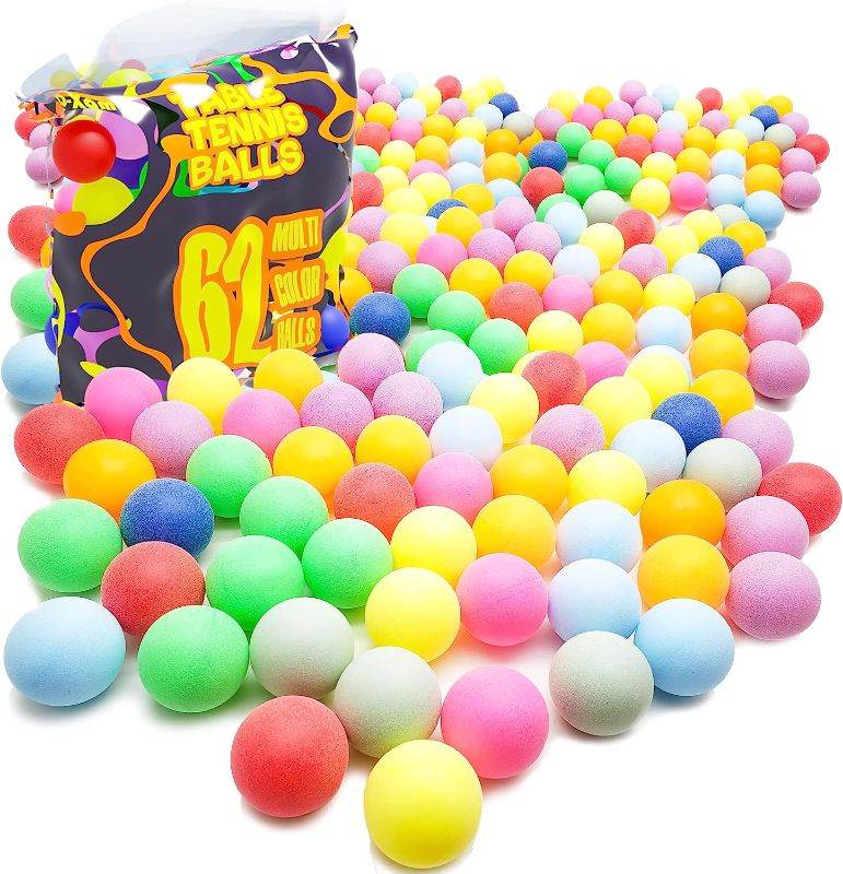 Photo 1 of 62 Pack Ping Pong Balls Plastic Table Tennis Ball Ideal for Beginner Craft Party School Activities Family Games, Pets Cat Dog - Not Suitable for Pro Players
