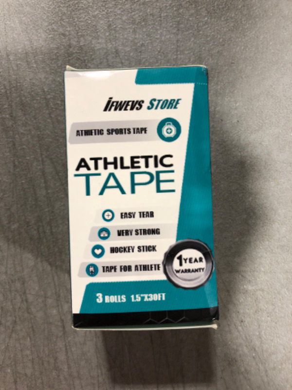 Photo 2 of (3 Pack) White Athletic Sports Tape, Very Strong Easy Tear No Sticky Residue Tape for Athlete & Sport Trainers & First Aid Injury Wrap,Suitable for Bats,Tennis,Gymnastics & Boxing?1.5in X 35ft?