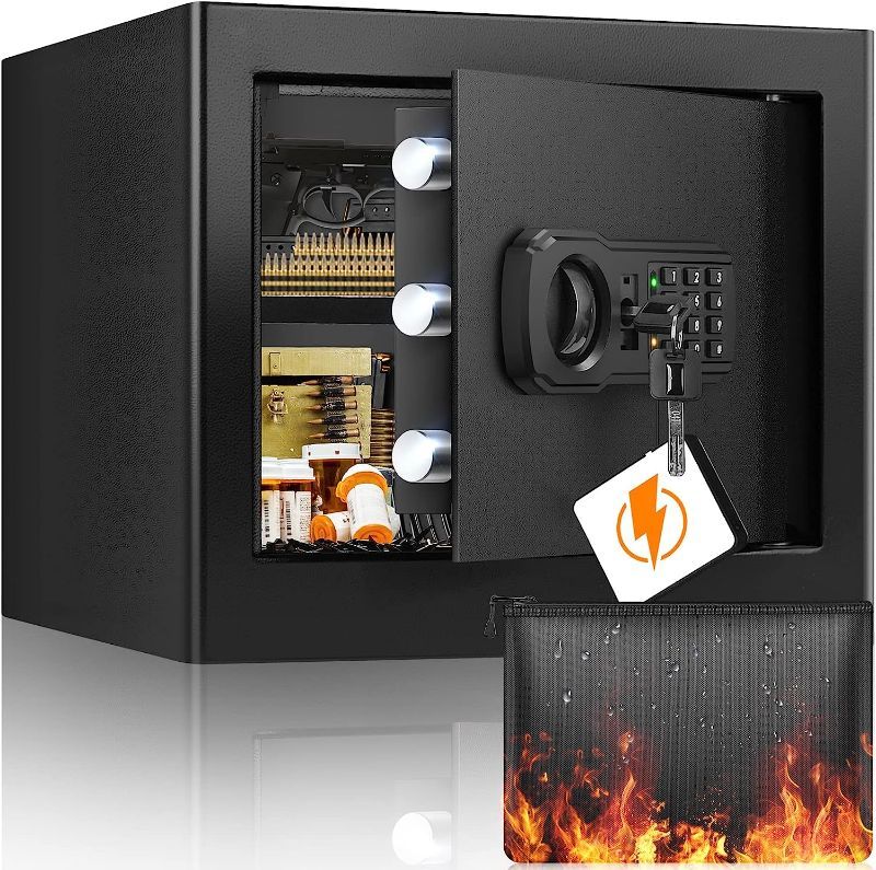 Photo 1 of 1.2 CUBIC HOME SAFE FIREPROOF WATERPROOF WITH FIREPROOF BAG, ANTI-THEFT FIREPROOF SAFE WITH REMOVABLE SHELF, SECURITY SAFE BOX FOR PISTOL MONEY MEDICINE IMPORTANT DOCUMENTS
