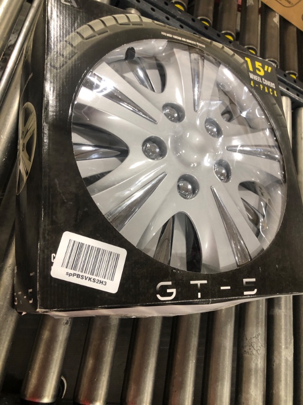 Photo 2 of Custom Accessories 96411 GT-5 Silver 15" Wheel Cover, Pack of 4