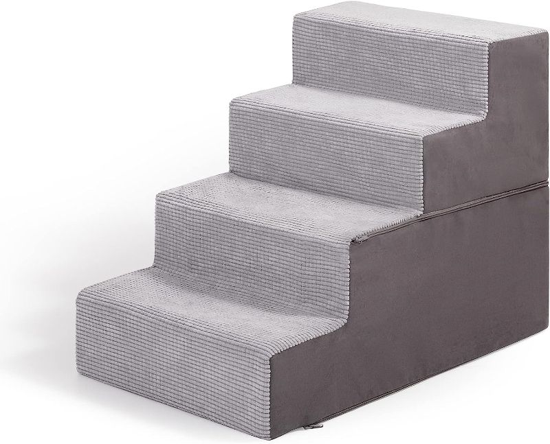 Photo 1 of  Dog Stairs for Small Dogs, 4-Step Pet Stairs for High Beds Couch or Sofa, 18" Folding Foam Dog Steps with Non-Slip Bottom, Pet Steps for Small Dogs and Cats to get on Bed Beige