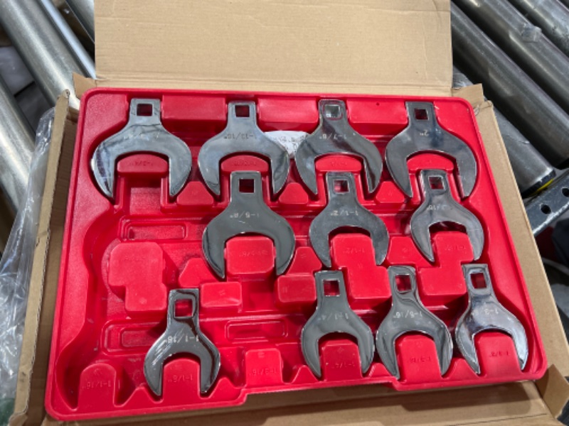 Photo 2 of 14-Piece Premium 1/2" Drive Jumbo Crowfoot Wrench Set | Include Standard SAE Sizes from 1-1/16" to 2" with Storage Tray | Chrome Vanadium Steel and Mirror Chrome Finish