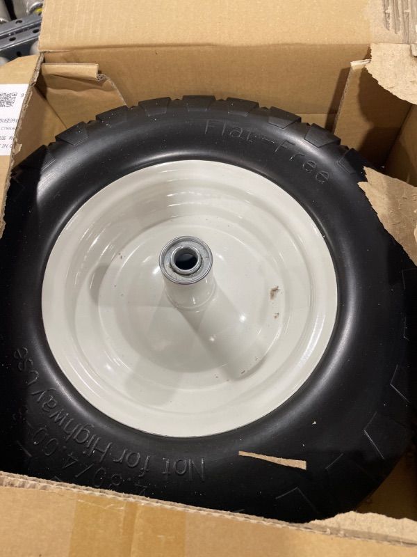 Photo 2 of BAIVE BW 16" Flat Free Solid Polyurethane Tire and Wheel, 4.80/4.00-8 PU Airless Tires with 5/8" Ball Bearings, 6" Centered Hub for Hand Truck/Utility Cart/Dollies/Various Carts, 1 Pc(440 Lb Load) 4.80/4.00-8/5.5 lbs/2