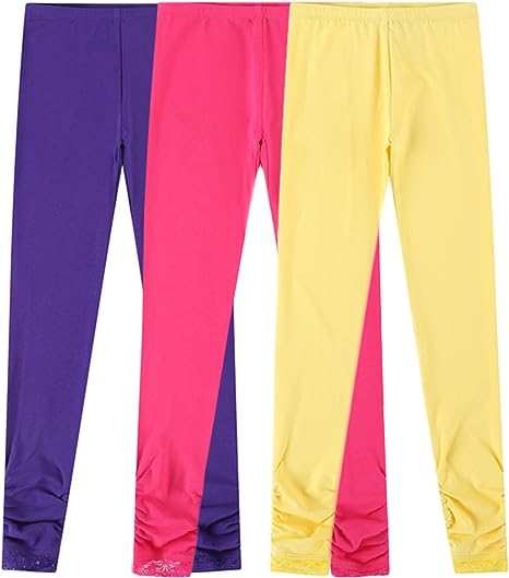 Photo 1 of Bienzoe Girl's Knit Cotton Stretch School Uniform Antistatic 3 Leggings Pack