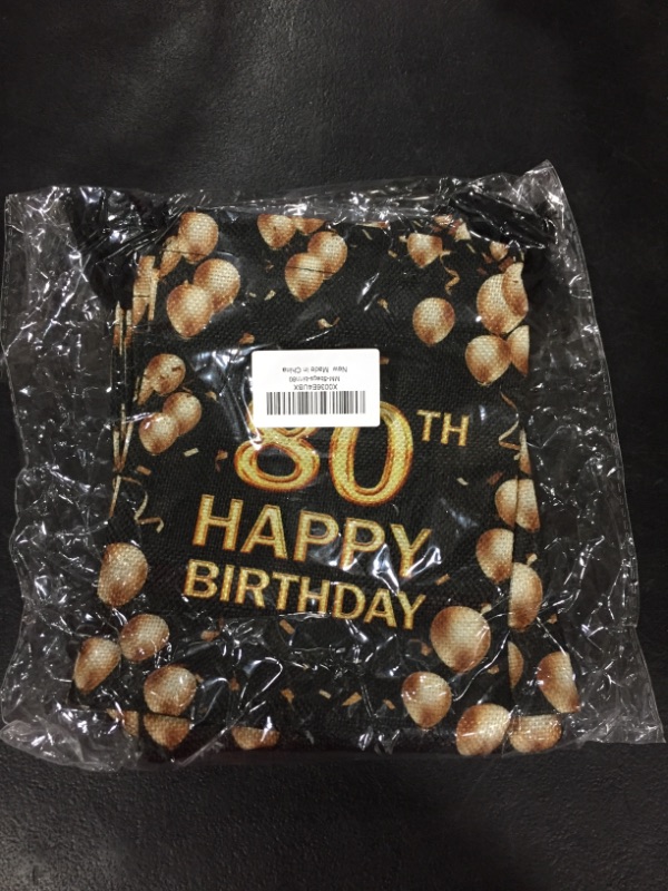 Photo 2 of 80th Happy Birthday Gift Bags, Gift Bags for Birth Date, Pouches with Drawstring With Black Background And Golden Balloons, Party Favors, Set of 5 (birth80)