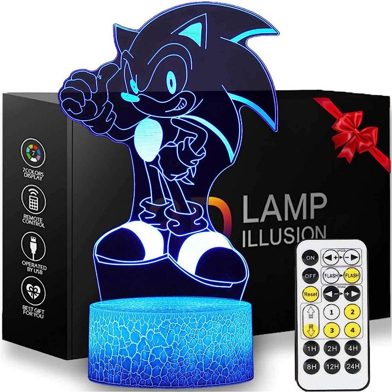 Photo 1 of 3D Sonic The Hedgehog Nigh Light Lamp Illusion