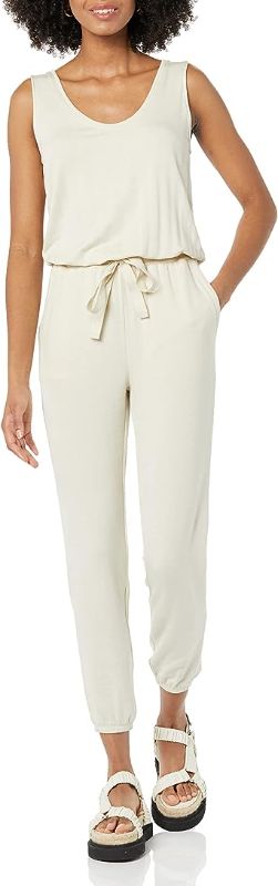 Photo 1 of Daily Ritual Women's Supersoft Terry Sleeveless Scoopneck Jumpsuit Rayon and Elastane Sand Medium