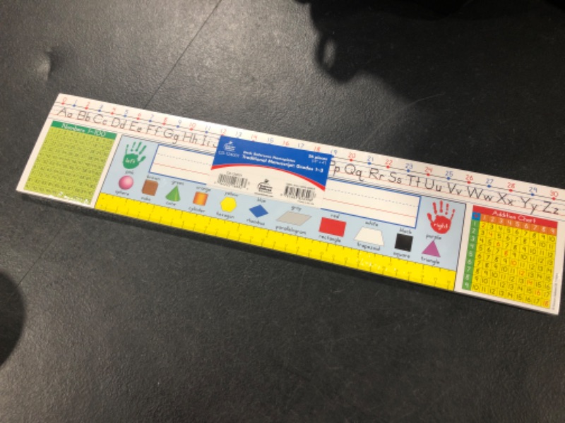 Photo 2 of Carson Dellosa 36 Pc. Traditional Manuscript Name Plates for Desks, Name Plates for Classroom with Alphabet and Number Line Strips for Desks, Shapes & Number Chart, Desk Name Tags Classroom Traditional Manuscript: Grades 1-3