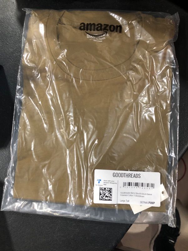 Photo 2 of Goodthreads Men's Slim-Fit Short-Sleeve Cotton Crewneck T-Shirt Large Tall Medium Brown No Pocket