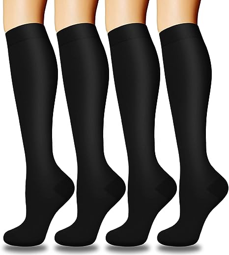 Photo 1 of  4 Pairs Compression Socks for Women & Men 15-20 mmHg,Best Support for Nurses Running Hiking---smal/med