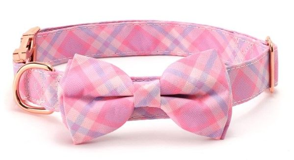 Photo 1 of  Dog Collar Safety Metal Buckle and Cute Bow Tie for Puppy Small Medium Large Dogs (Medium, Pink1)